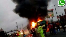 Bus en marcha y con pasajeros se incendió en Panamericana Sur