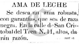 "Se busca ama de leche": la historia tras este aviso de 1904