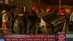 Surco: universitario murió tras chocar su auto contra edificio