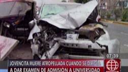 Joven que se dirigía a dar examen de admisión murió atropellada