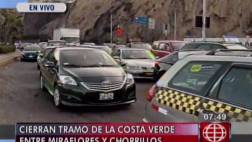 Cierre de Costa Verde en sentido norte-sur congestionó tránsito