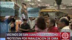 Vecinos de SJL protestan por abandono de obras en viaducto