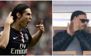 Edinson Cavani marcó gol de sombrero e Ibrahimovic celebró así