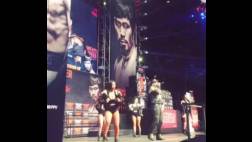 Mayweather cantó ante sus fans previo al pesaje con Pacquiao