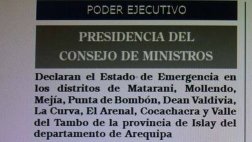 Decreto Supremo sobre emergencia en Islay contiene errores