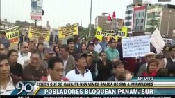 Panamericana Sur: bloquean vía auxiliar para pedir acceso a SJM