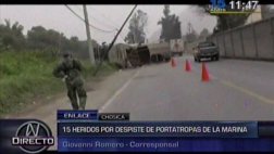 Portatropa de La Marina se volcó y dejó 15 militares heridos