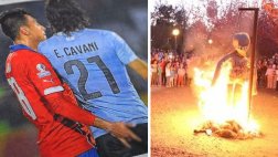 Copa América: muñeco de Gonzalo Jara es quemado en Uruguay