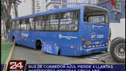 San Isidro: bus de corredor azul perdió llantas en plena marcha