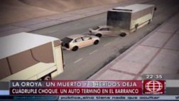 La Oroya: una fallecida y cuatro heridos dejó cuadruple choque