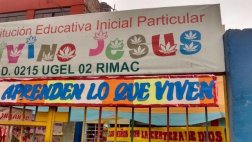 Rímac: colegio inicial tenía letrero con dibujos de marihuana