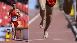 El atleta que corrió 5.000m del Mundial con los pies descalzos
