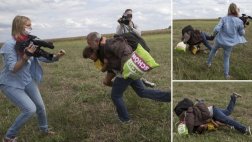 Periodista húngara podría ir a prisión por patear a refugiados