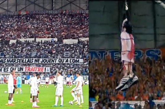 Ultras del Marsella colgaron muñeco ahorcado de Valbuena