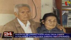 Pareja asaltada acusa a PNP de no devolverle dinero recuperado
