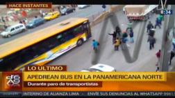 Paro de transportistas: bus que salió a trabajar fue apedreado
