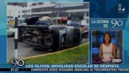 Los Olivos: movilidad escolar se volcó y dejó 3 menores heridas