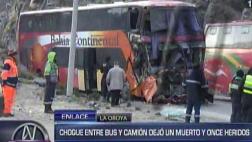 La Oroya: un muerto y 11 heridos por choque entre bus y tráiler