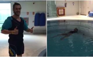 Gareth Bale se recupera con peculiar traje en piscina [VIDEO]