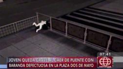 Joven grave al caer de puente por baranda rota de Metropolitano