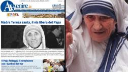 Madre Teresa de Calcuta sería canonizada, según prensa italiana