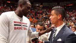 Cristiano Ronaldo fue a la NBA y mascota de Miami Heat lo besó