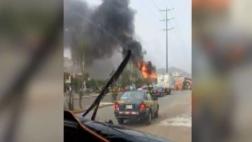 Camión se incendió en plena Av. San Luis y dejó un herido
