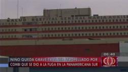 Panamericana Sur: menor de 13 años grave tras ser atropellado