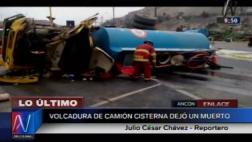 Chofer de camión murió tras volcadura en Panamericana Norte