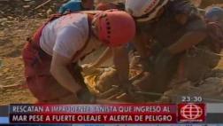 Costa Verde: rescatan a bañista que entró al mar pese a alertas