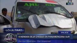 Panamericana Sur: 4 heridos en choque de dos minivan en Cañete
