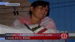 Rímac: hombre sobrevivió tras caer 6 metros sobre un techo