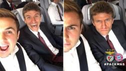 El buen ánimo de Müller y Götze antes de Bayern vs. Benfica
