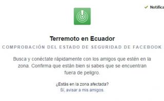 Facebook activó Security Check por terremoto de Ecuador