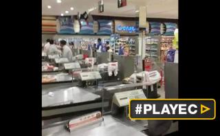 Terremoto en Ecuador: el pánico del sismo en un supermercado