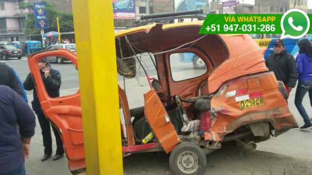 Metropolitano: choque entre patrullero y mototaxi invadió vía