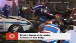 San Borja: triple choque dejó cuatro heridos en Av. Aviación