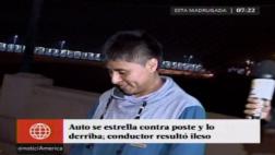 Miraflores: conductor derribó un poste de luz y resultó ileso
