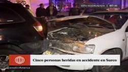 Surco: cinco heridos tras choque entre taxi y camioneta