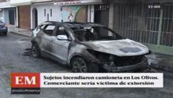Los Olivos: cámaras graban a sujetos que quemaron camioneta