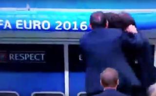 El alocado festejo de Conte tras el gol de Italia a España