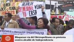Metropolitano: bloquearon vía a la altura de estación Naranjal