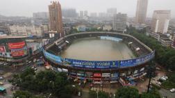Estadio de China terminó inundado tras lluvias torrenciales
