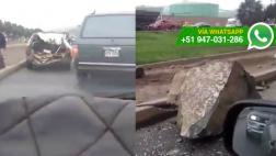 Así quedó el auto dañado por una roca en Ventanilla (VIDEO)
