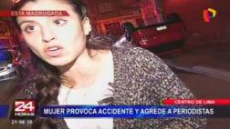 Cercado de Lima: joven volcó su auto y agredió a periodistas