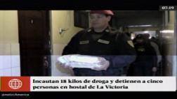 Detienen a 5 sujetos con 18 kg. de droga en La Victoria y Breña
