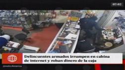 Surquillo: cámara grabó asalto y balacera en cabina de internet