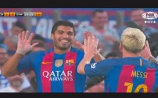 Lionel Messi dio genial pase de espalda y Luis Suárez anotó
