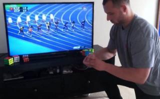 Usain Bolt: joven armó cubo de Rubik antes que gane los 100m