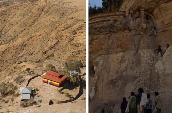 La única forma de acceder a este monasterio es con una cuerda